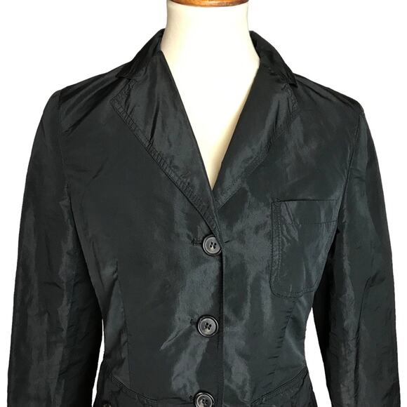 Weekend Max Mara Black Lightweight Casual Button Front Windbreaker Coat Jacket 6 - Picture 2 of 13